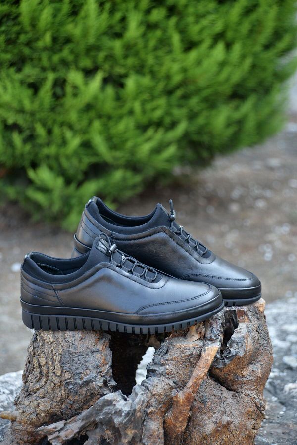 JAMES FRANCO Men s 100 Genuine Leather Black Casual Shoes Offer Elegance and Comfort Together with Their Innovative Style Trendyol