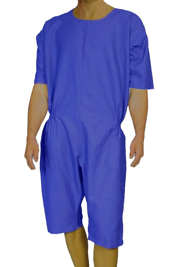 Devi-Special Design Short Sleeve Zipped Between Legs & Dementia Patient Care Jumpsuit - LARGE SIZE 1