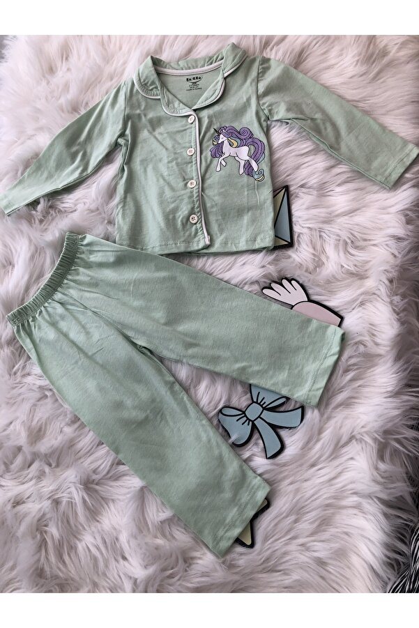 enjoy bebe Uzu Kollu Düğme Kapam Pijama Takım 1112