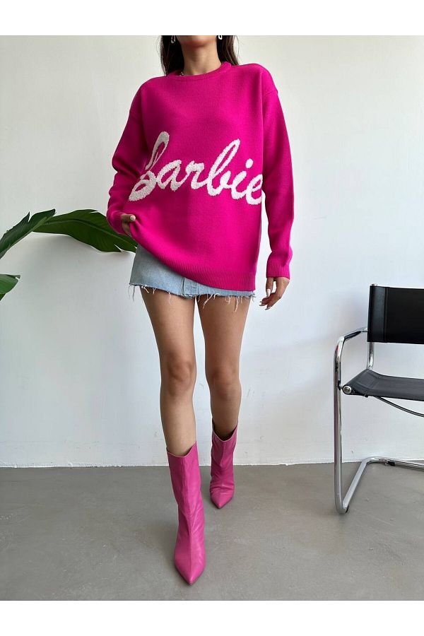 YGMR RA NDROPS Women s Pink Barbie Knitwear Sweater Trendyol