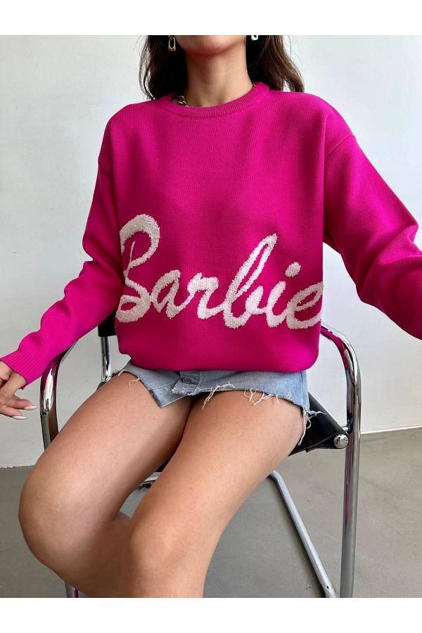YGMR RA NDROPS Women s Pink Barbie Knitwear Sweater Trendyol