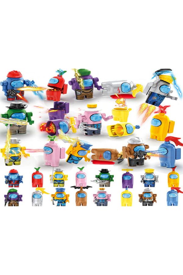 ROBOKUS Among Us Lego Compatible 2 Piece Mini Figure Toy PURPLE GRAY Trendyol