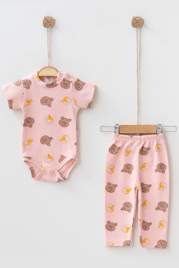 Mai Perla Bear Patterned Snap Button 2-Piece Baby Set
