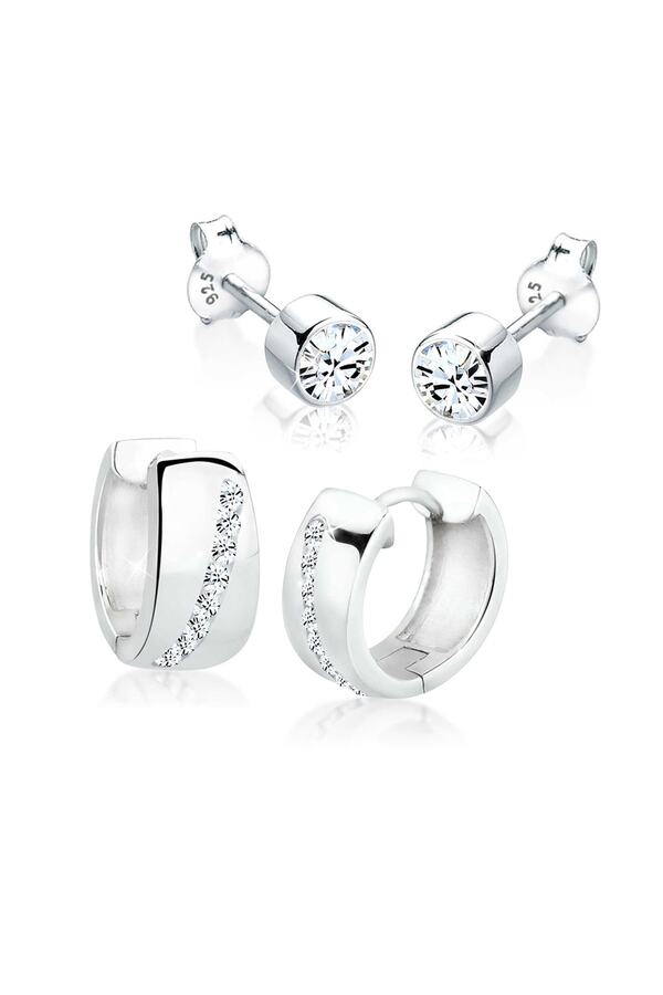 ELLI-Creole Ohrring-Set – Crystal Funkelnd Silber 1