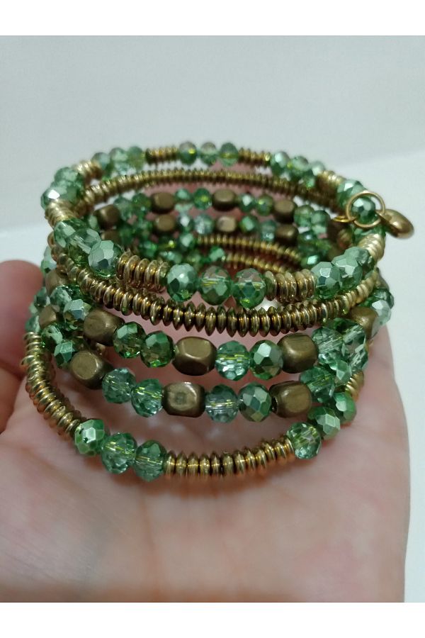 GULACS-crystal stone sieve design spiral bracelet (5 rows) 1