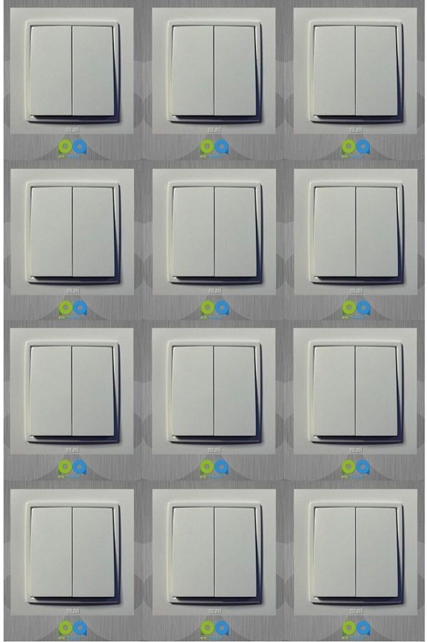 ELBİ-Zena Commutator Double Switch with Frame White 12 Pieces 1