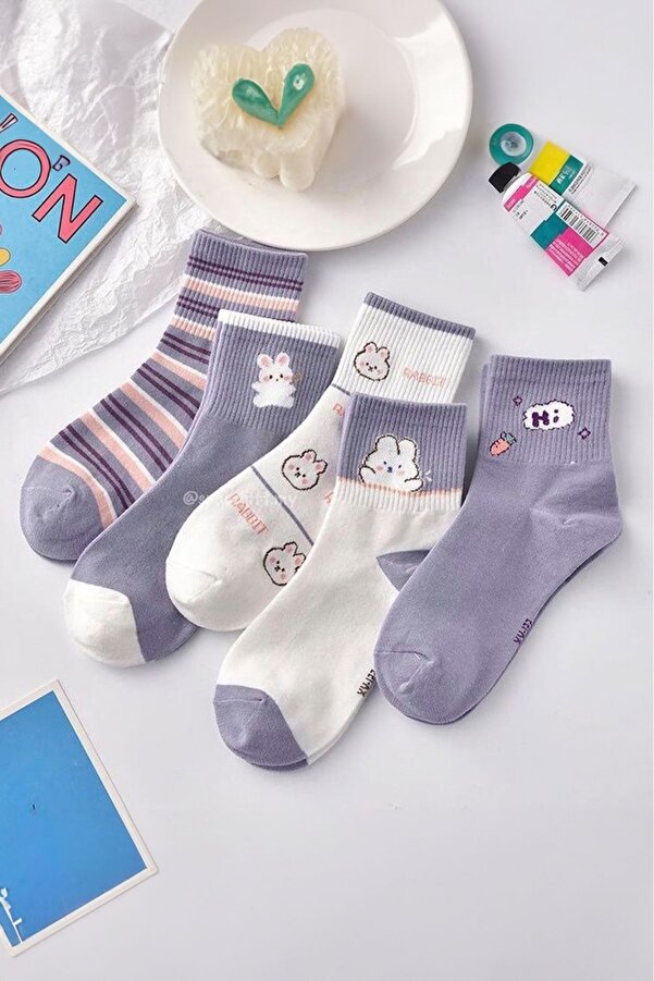 BGK 5’li Tavşan Desen Kolej Çorap Tavşan Kc 151012