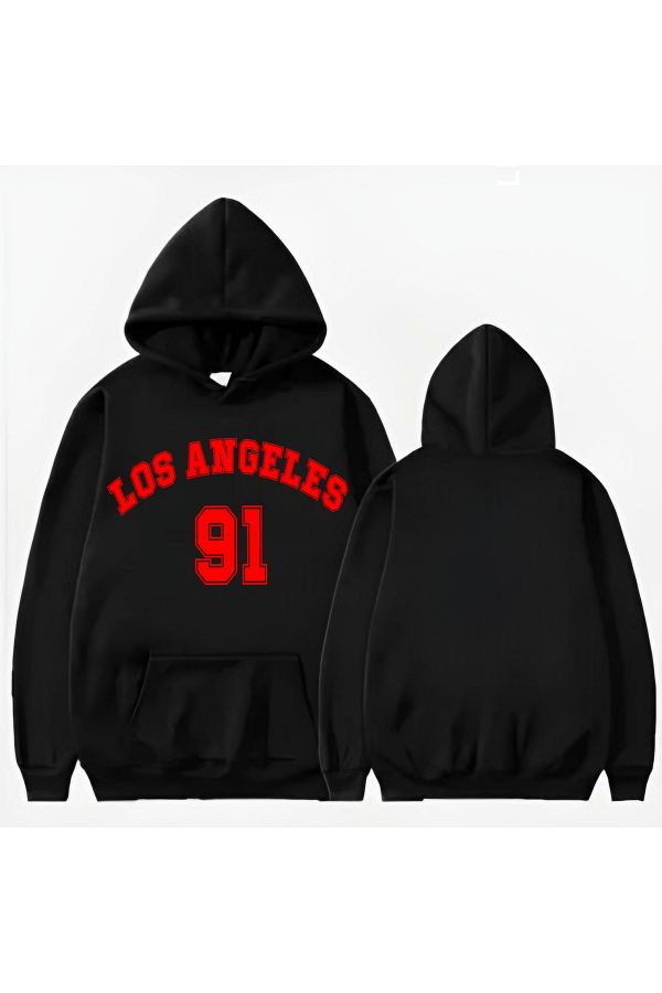 Garalio-Hanorac cu glugă cu imprimeu LOS ANGELES CALIFORNIA 1