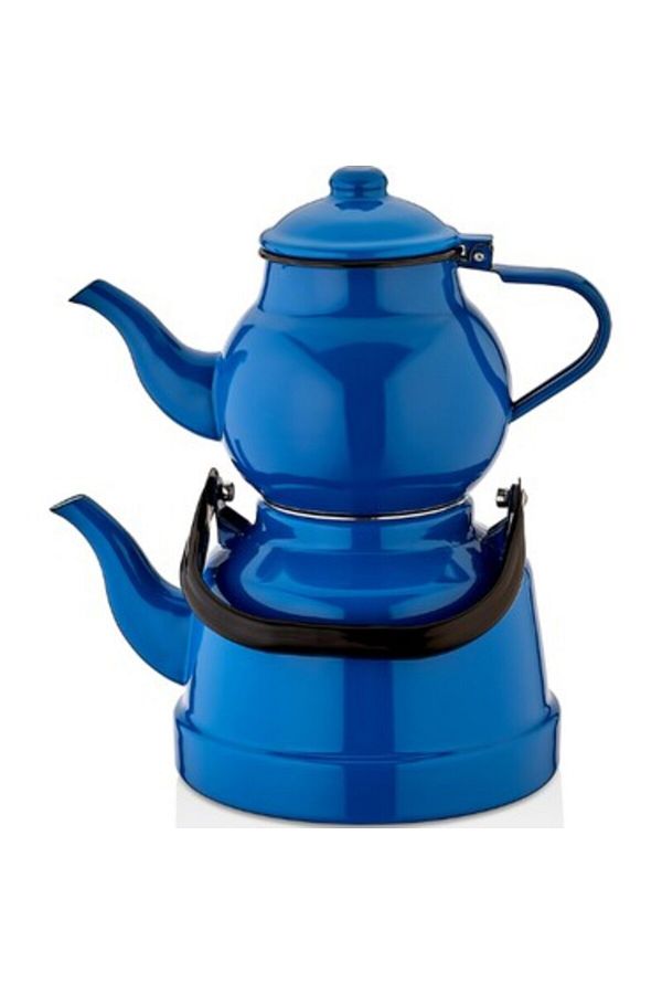 Ebru Metal-Tribal Size Enamel Teapot Set 2.5/4.2 Lt 1