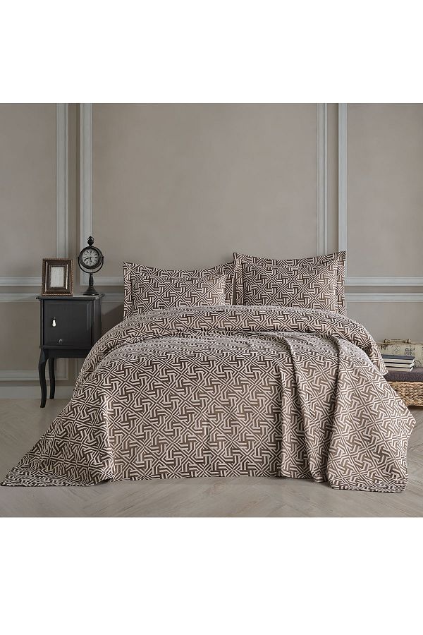 BİRHOME-Bianca Double Bedspread Set (brown) 1