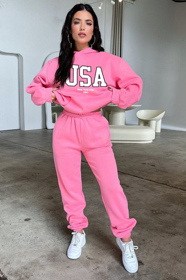 Pink jogger and hoodie set new arrivals