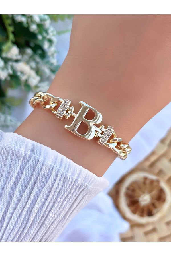 Letter Charm - Initial Necklace Pendant - Monogram Gold Charm Bracelet –  Helen Ficalora