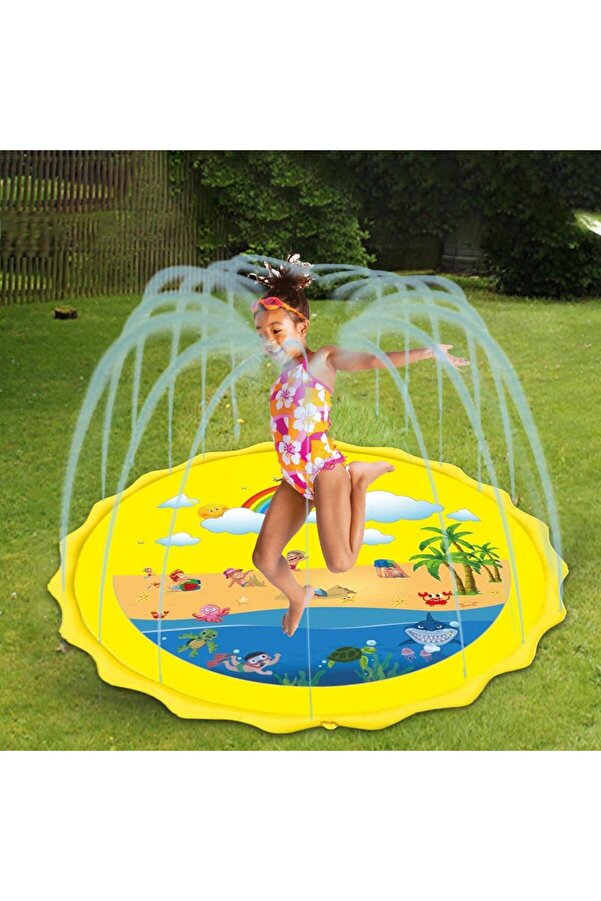 Schulzz Fıskıyeli Su Fışkırtan Oyun Matı Su Havuzu Su Kaydırağı 170 cm