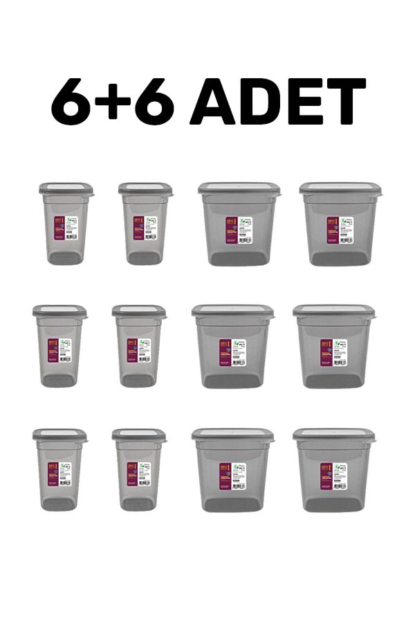 devigo-6 Pieces 1.1 Lt 6 Pieces 1.85 Lt 12 Pieces New Generation Leak Proof Lid Storage Container Set 1