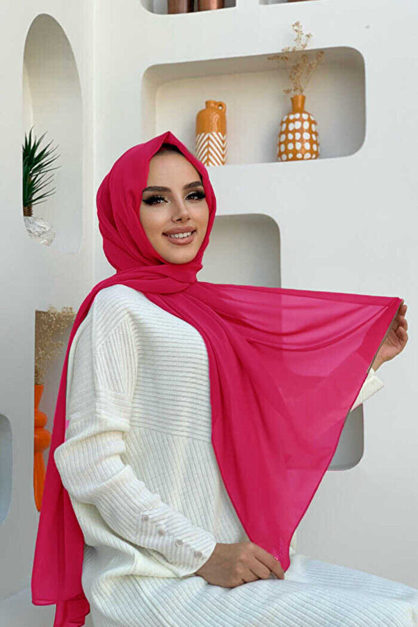 Bym Fashion 2019 Chiffon Shawl Fuchsia- Trendyol