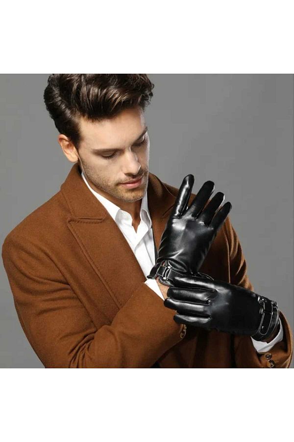 Uniquerrs Men s Touch Screen Windproof Cold Resistant Leather Gloves Trendyol