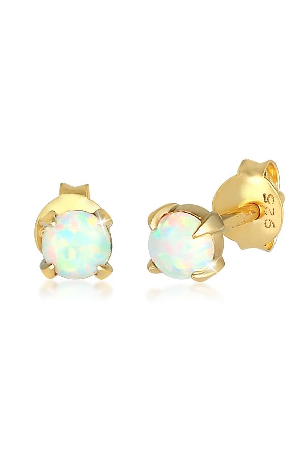 ELLI-Ohrringe Stecker Opal Rund Synthetisch 925 Silber 1