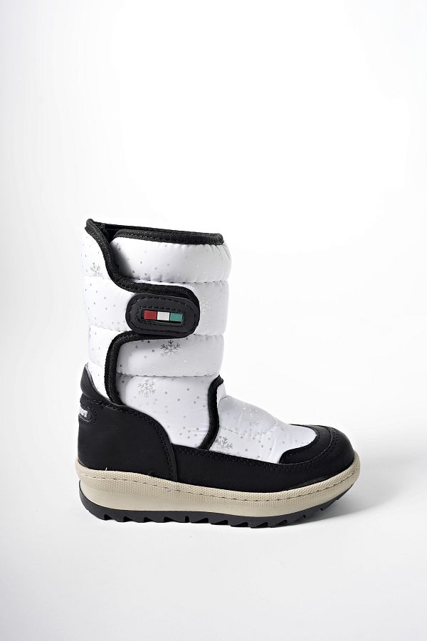Riccon-Ealgeth Παιδικές μπότες χιονιού Velcro001290 με λευκό σχέδιο 1