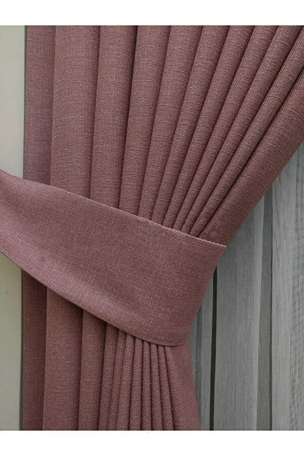 Evdepo Home Crown Dried Rose Solid Color Linen Background Curtain