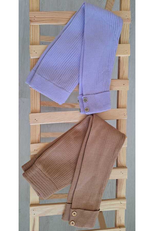 Nimini Kids Unisex Düğme Detaylı Fitilli Esnek Çocuk Tayt 2li Set