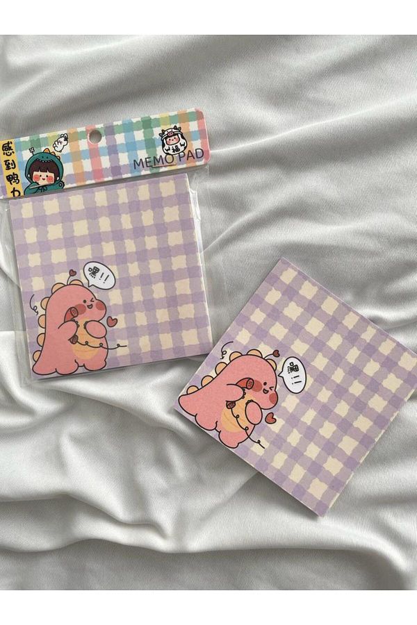 Planet Butik-Pink Dinosaur Memo Pad Square Notepad 1