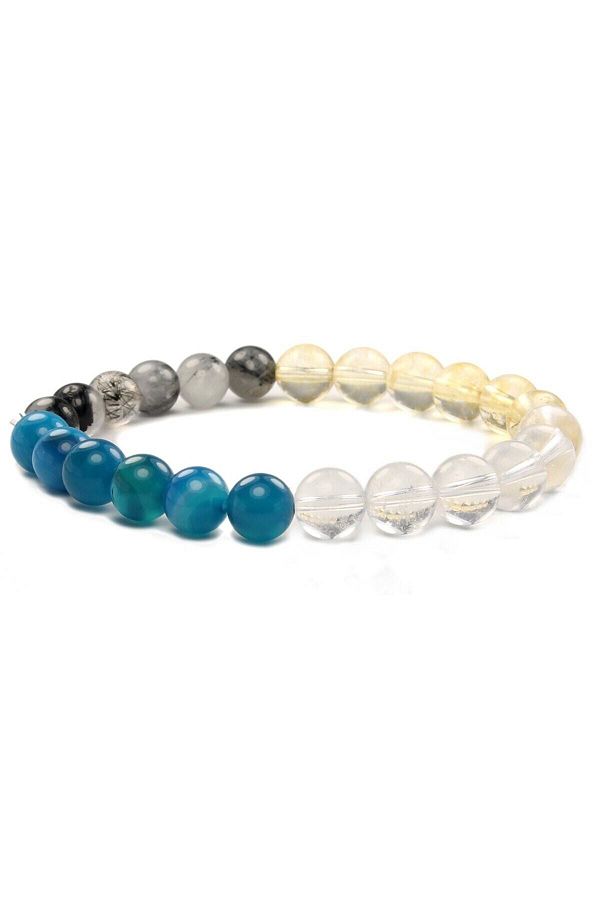 MMZ STORE-Apatite- Convertible Citrine - Routilli & Crystal Quartz Natural Stone Bracelet 8 mm 1