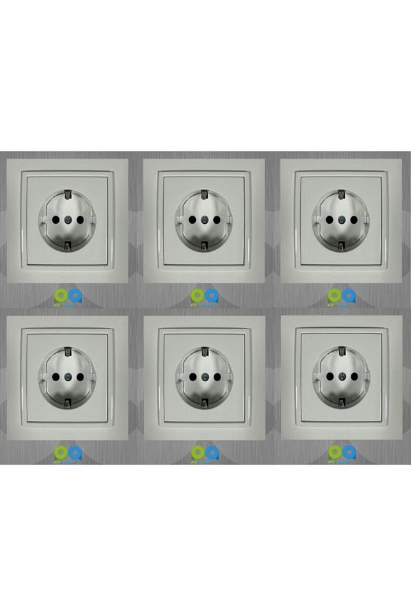ELBİ-Zena Grounded Socket Framed White 6 Pieces 1