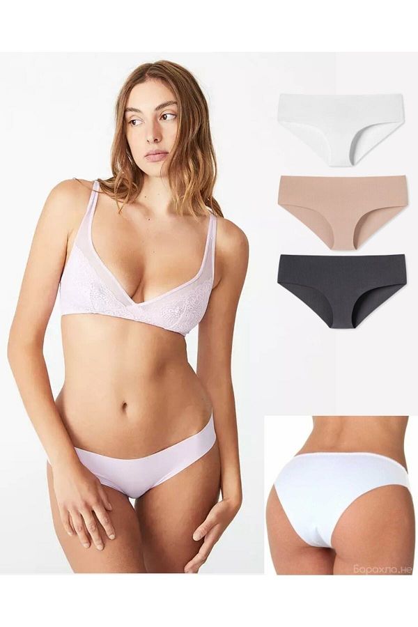 FLASHY-Women's Laser Cut Seamless Panties Bottom Underwear Pack of 3 1