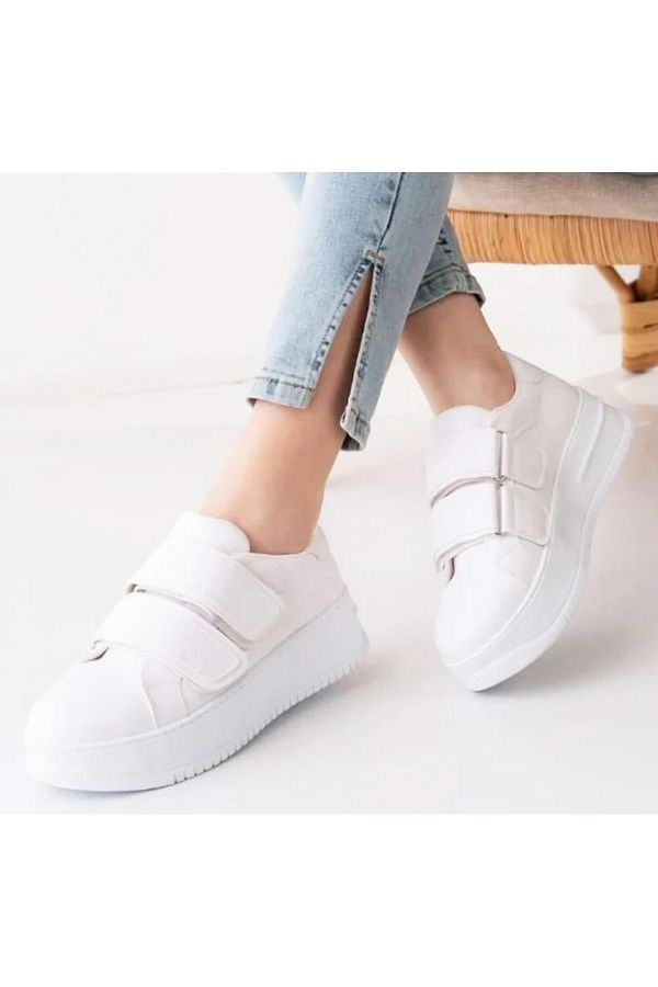 Afilli Women s White Thick Platform Wedge Sole Velcro Sneaker Walking Daily Outdo Sports Shoes Trendyol