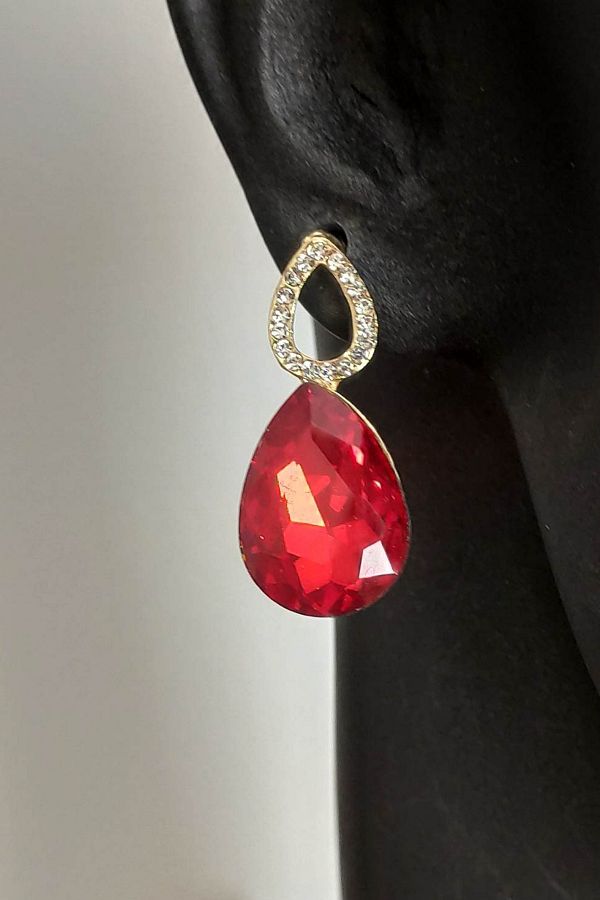 Red evening earrings sale
