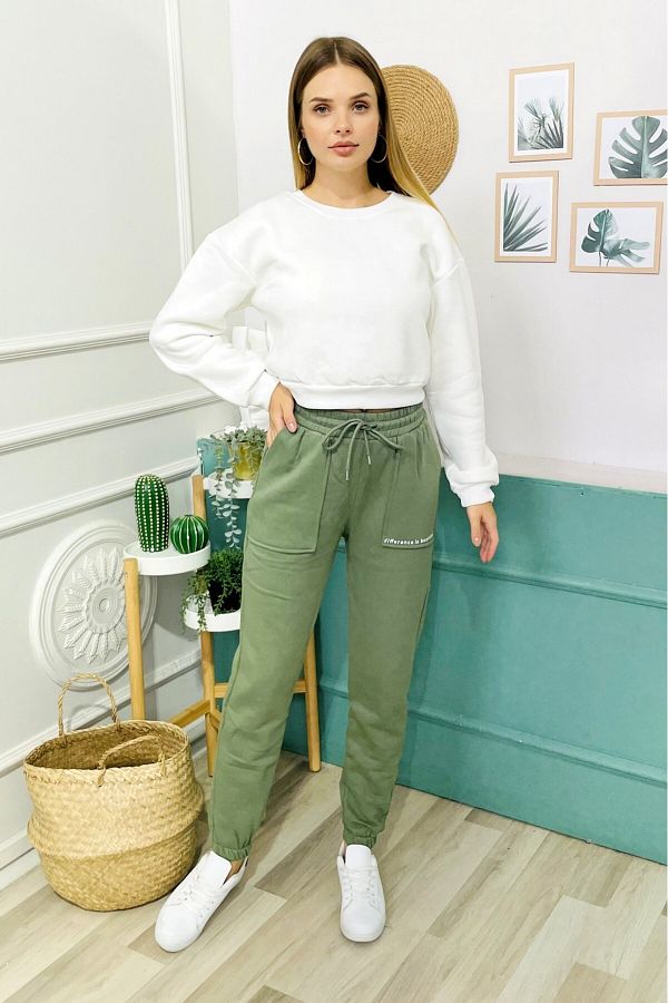 StilOBA KHAKI DRESSED TRACKSUIT BOTTOM WITH ELASTIC Cuffs Trendyol