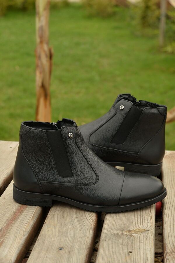 Pierre Cardin Men's Winter 100% Leather Black Classic Boots Offer