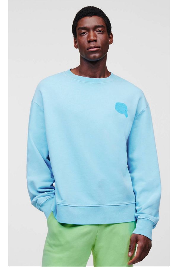 Karl LagerfeId KARL LAGERFELD ICONIC 2 0 TONAL TIFFANY BLUE SWEATSHIRT Trendyol