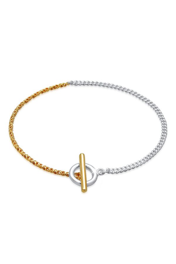 ELLI-Kreis Stab Bi-Color 925 Silber Armband Panzerkette 1
