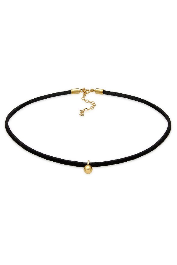 ELLI-Colier Choker negru din catifea - argint 925 cu finisaj auriu 1
