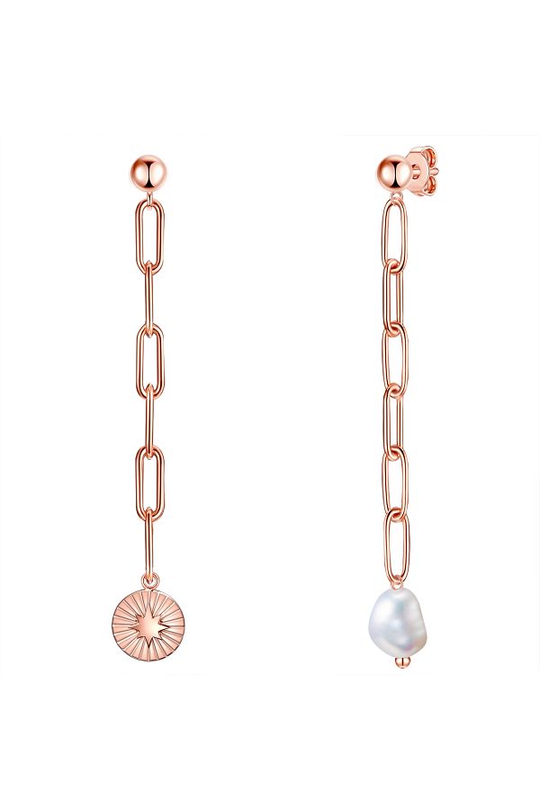 Valero Pearls-Edelstahlohrhänger Ohrhänger Edelstahl roségold Süßwasser-Zuchtperle weiß 1