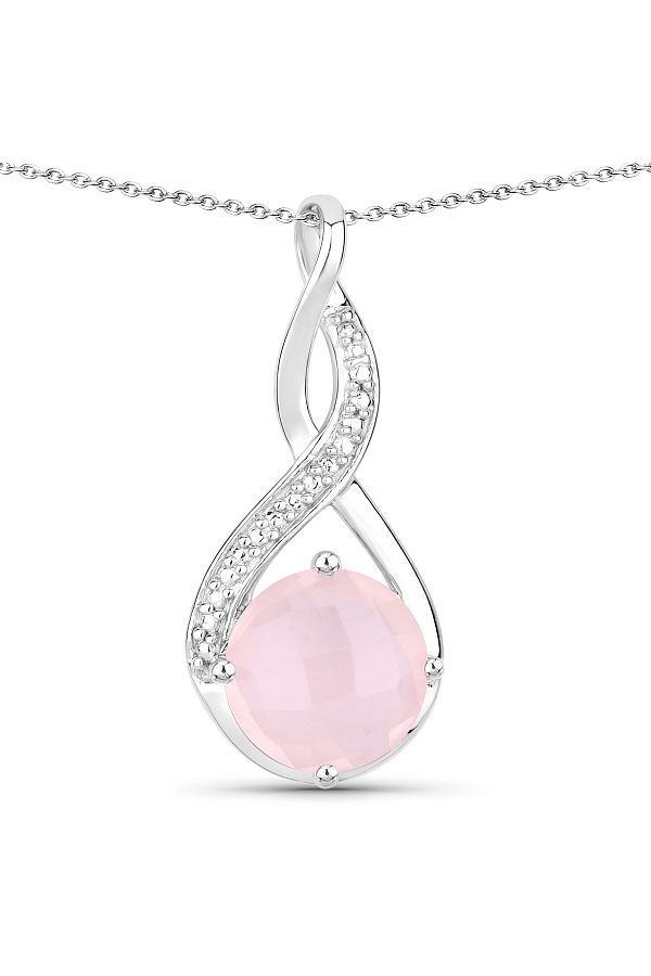 Rafaela Donata-Anhänger Sterling Silber Rosenquarz und Edelsteinkette in Kette 1