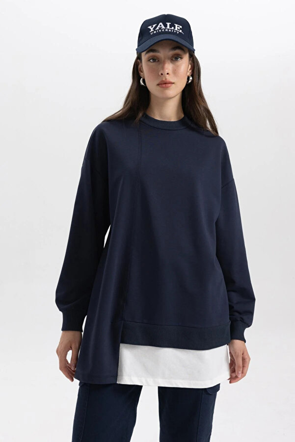 Defacto Regular Fit Crew Neck Sweatshirt Tunic- Trendyol