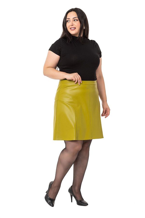Green leather skirt plus size clearance