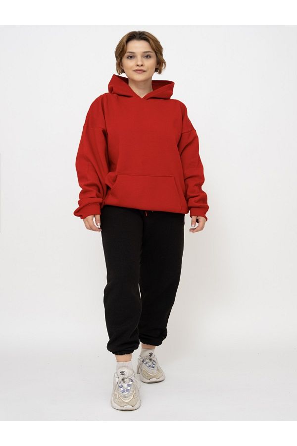 EXPECTED WOMEN S OVERSIZED 3 THREAD THICK HOODED SWEATSHIRT HOODIE Trendyol