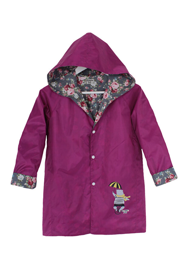 MoMMoKids Ayıcık Baskılı Mor Yağmurluk