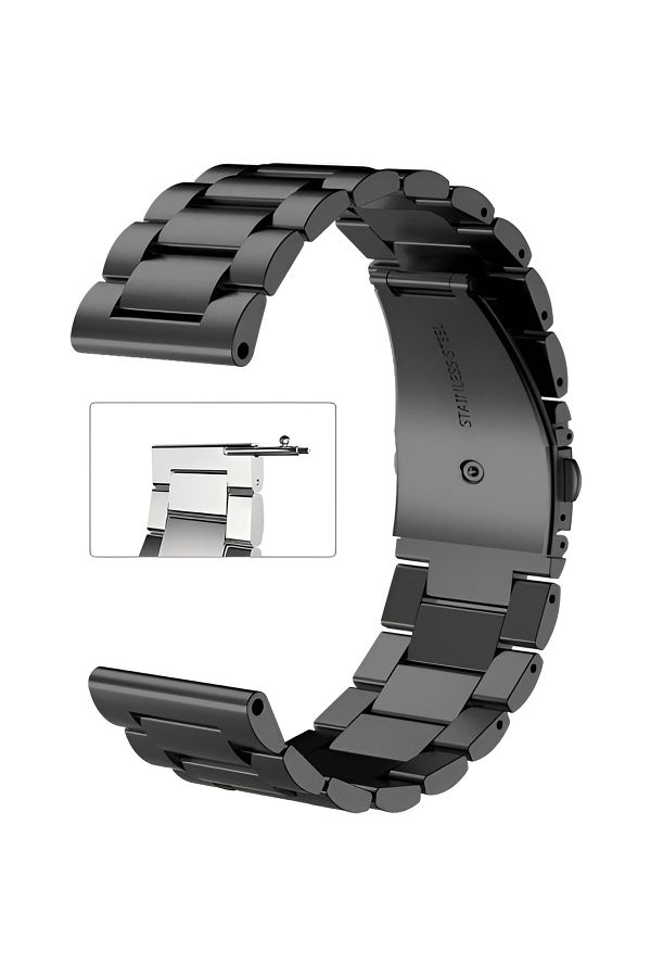 onlinekordon Fossil Watch Compatible 22mm Black Color Stainless Steel Smart Pin Watch Band Trendyol