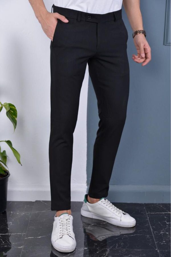 Bürke Men's Black Color Italian Cut Quality Flexible Lycra Ankle Length  Fabric Trousers - Trendyol