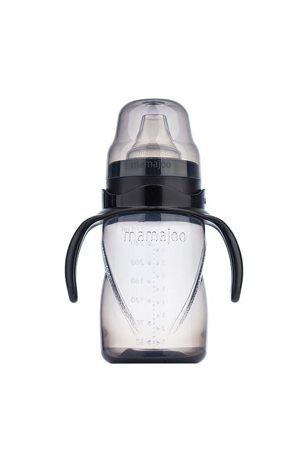 Mamajoo-9+ Months 270 ml Black Soft Tipped Handle Cup - Anti-Colic Exercise 1