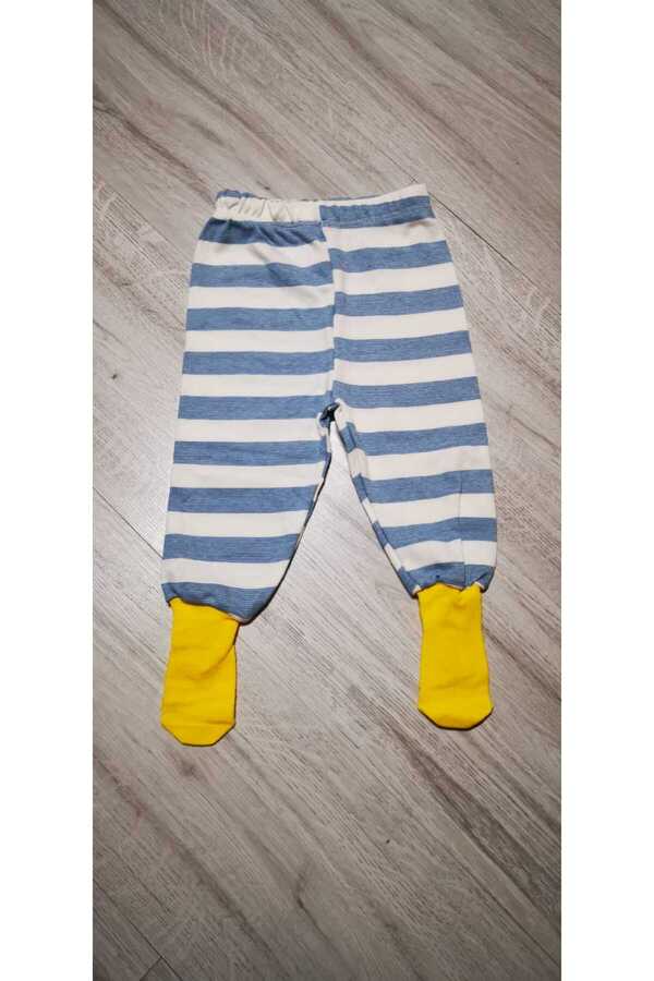 Fuar Baby MAVİ ÇİZGİLİ ÇORAPLI PİJAMA ALTI