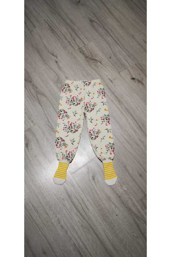 Fuar Baby EKRU ÇİÇEK DESENLİ ÇORAPLI PİJAMA ALTI