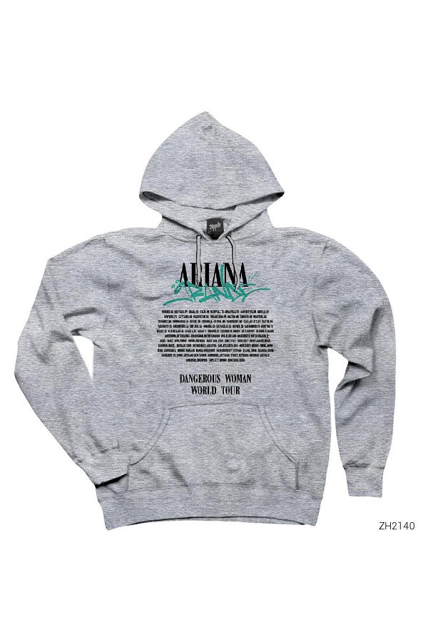 Tomris Hatun Ariana Grande Dangerous Woman World Tour Gray Hooded Sweatshirt Hoodie Trendyol