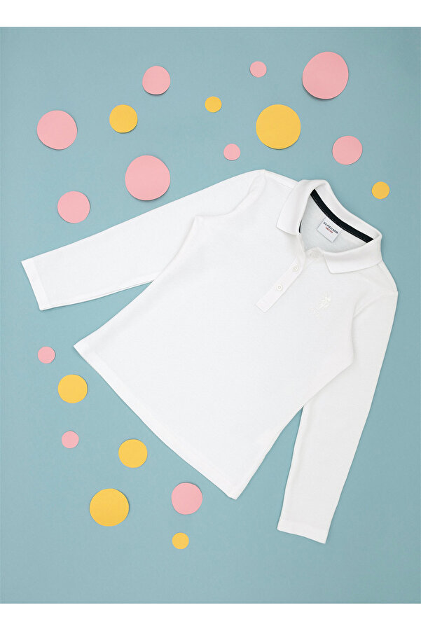 U.S. Polo Assn. U.S. Polo Assn. Beyaz Kız Çocuk Polo Yaka Uzun Kollu Sweatshirt TP01-SK023