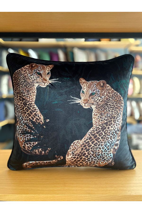 Fabricland Imported Silk Velvet Double Leopard Pattern Throw Pillow Cover DOUBLE SIDED PATTERN Trendyol