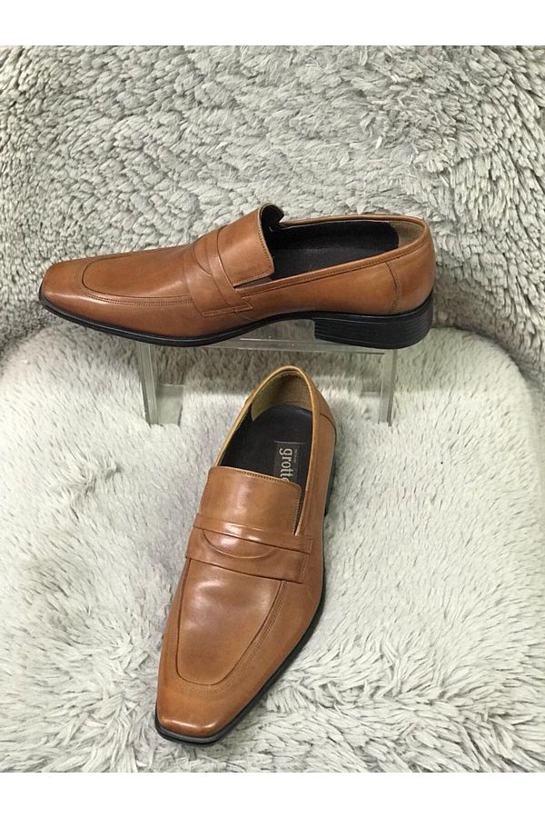 Aysun Ayakkab Tan Color Inside and Outside Genuine Leather Laceless Niolite and Non Slip Sole Classic Men s Shoes Trendyol